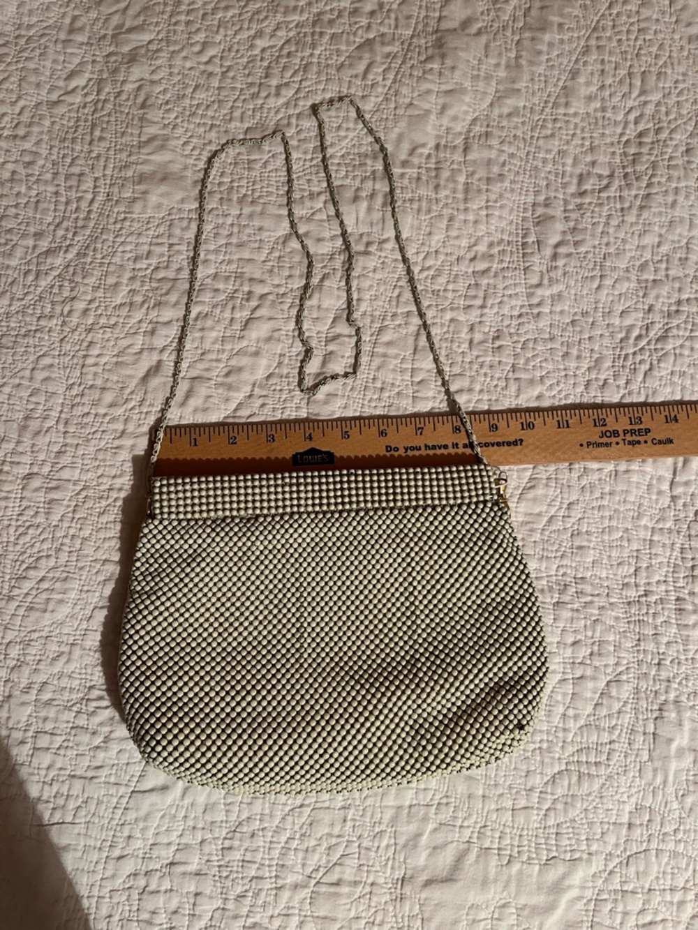 Metallic Mesh Evening Clutch with Chain Strap - Gold